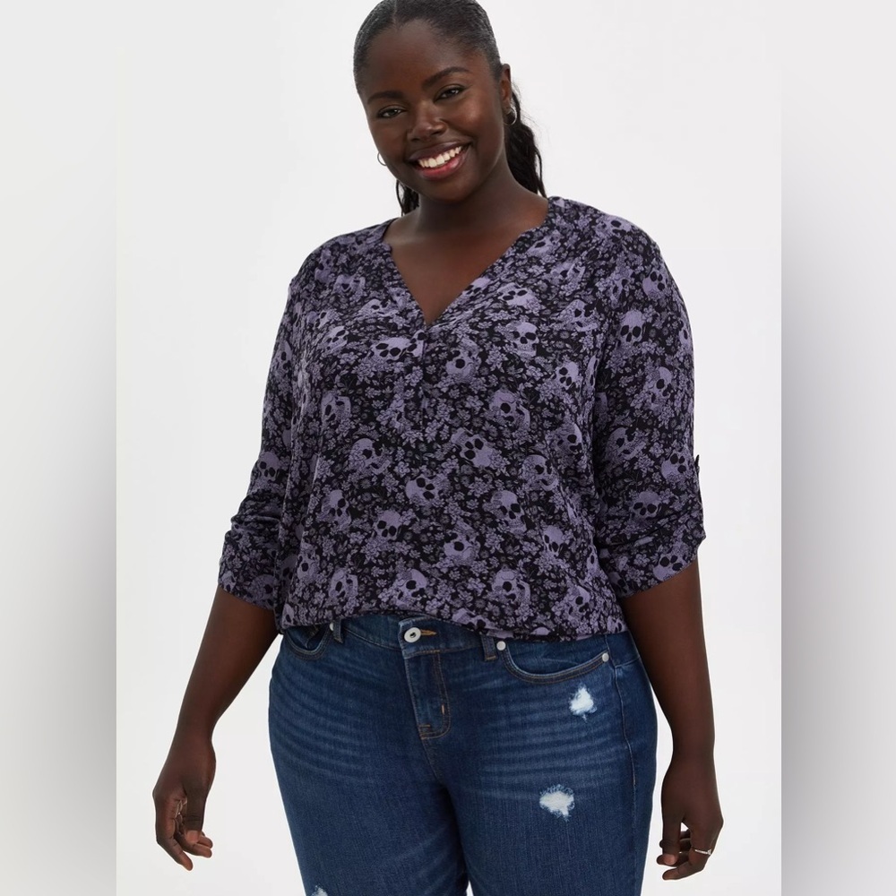 Torrid Harper Textured Gauze Blouse 3/4 Sleeve | Size 3